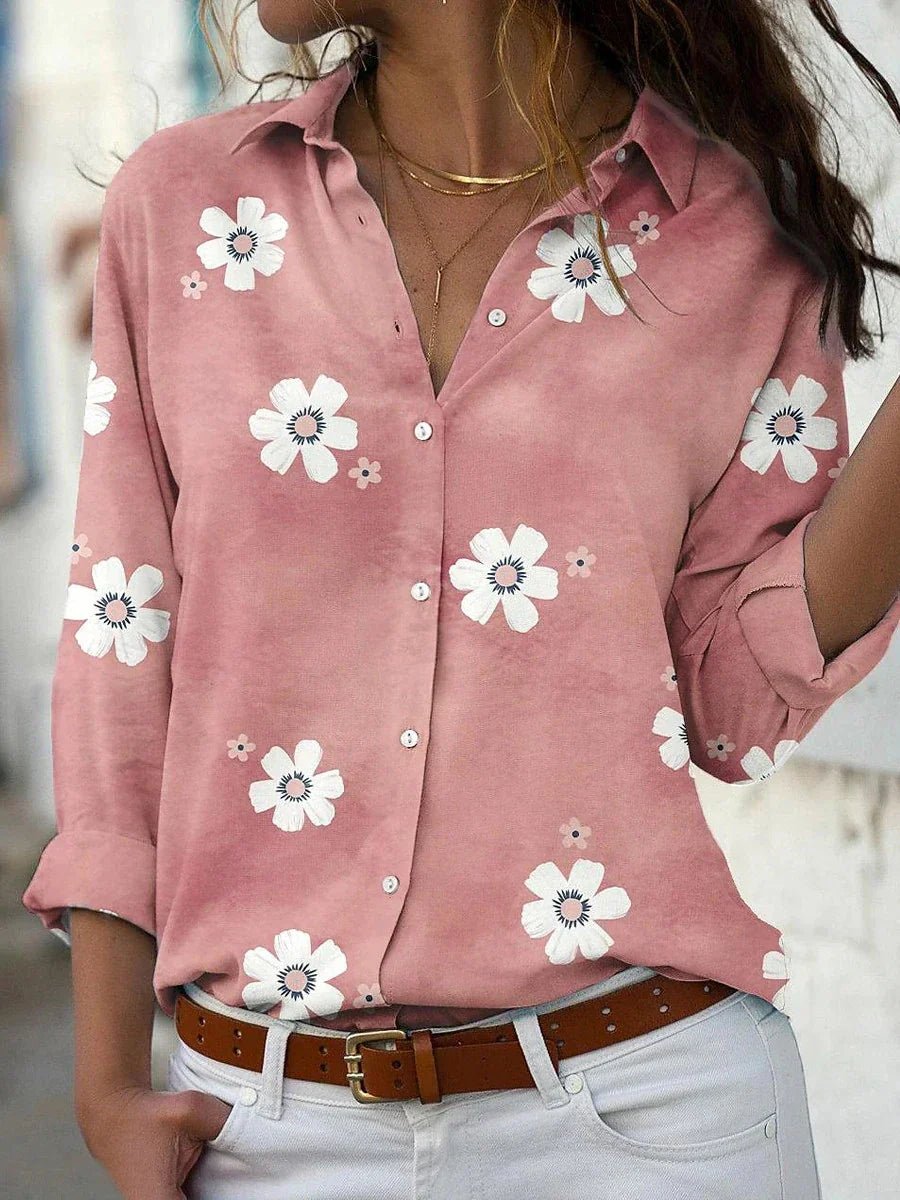 Women's Floral Button-Down Long-Sleeve Relaxed-Fit Shirt