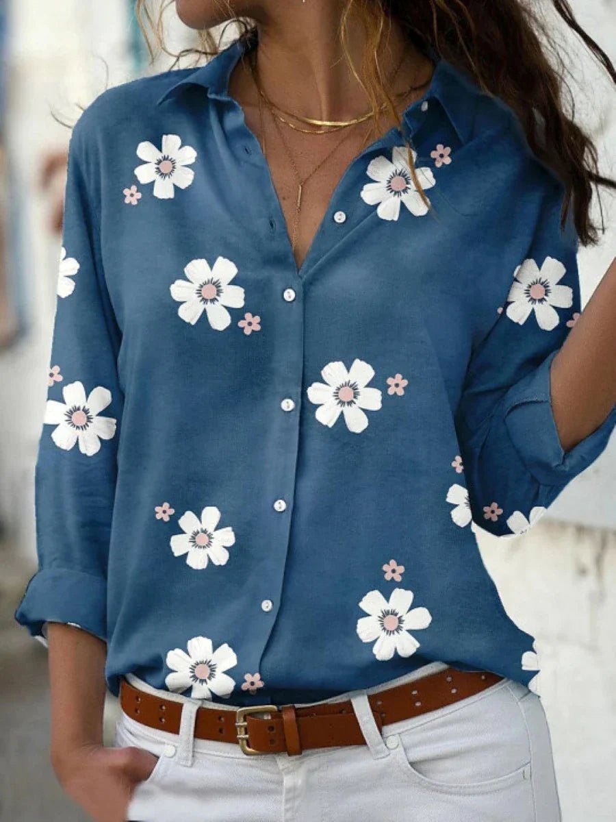 Women's Floral Button-Down Long-Sleeve Relaxed-Fit Shirt