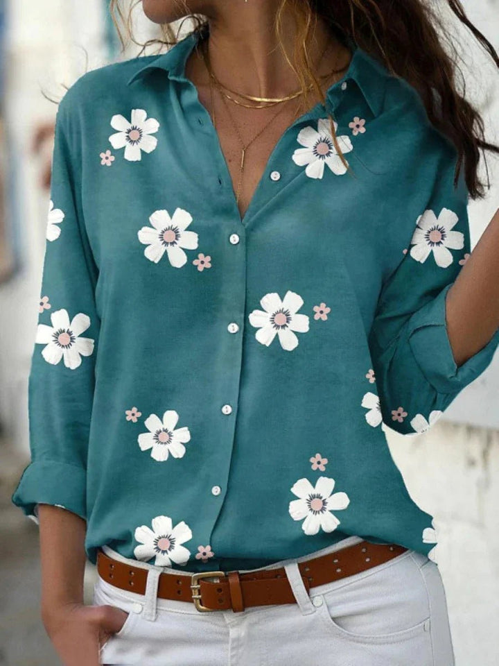 Women's Floral Button-Down Long-Sleeve Relaxed-Fit Shirt