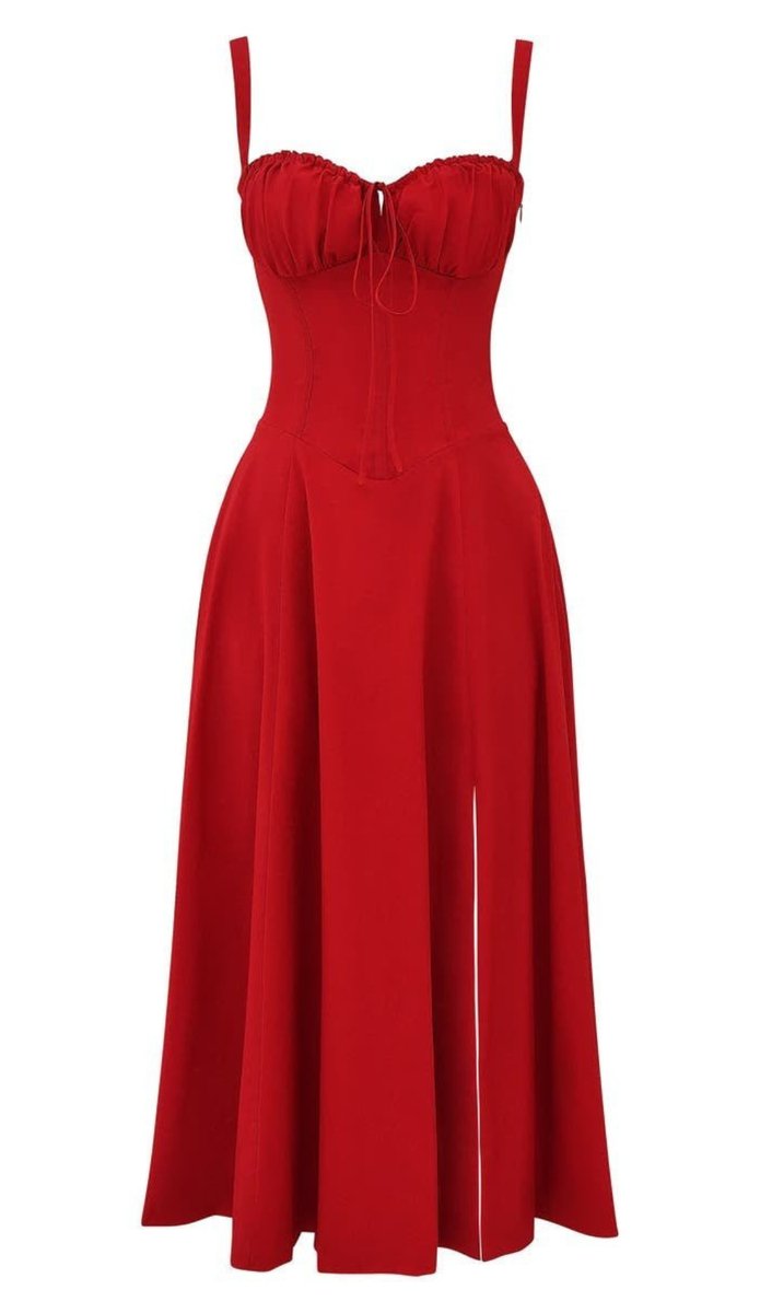 Women's Floral Corset-Bodice Satin Fall Midi Dress Side Slit