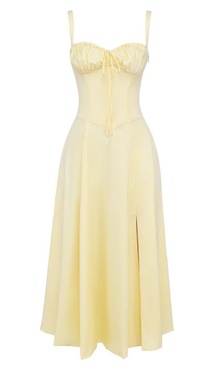 Women's Floral Corset-Bodice Satin Fall Midi Dress Side Slit