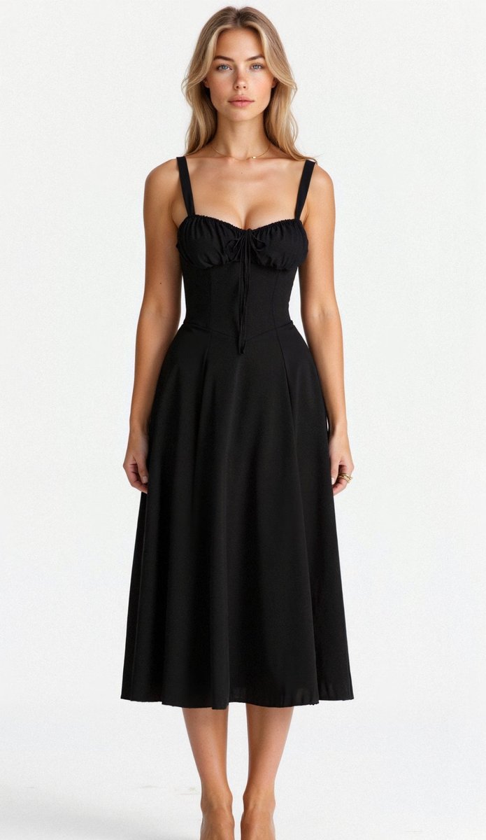 Women's Floral Corset-Bodice Satin Fall Midi Dress Side Slit
