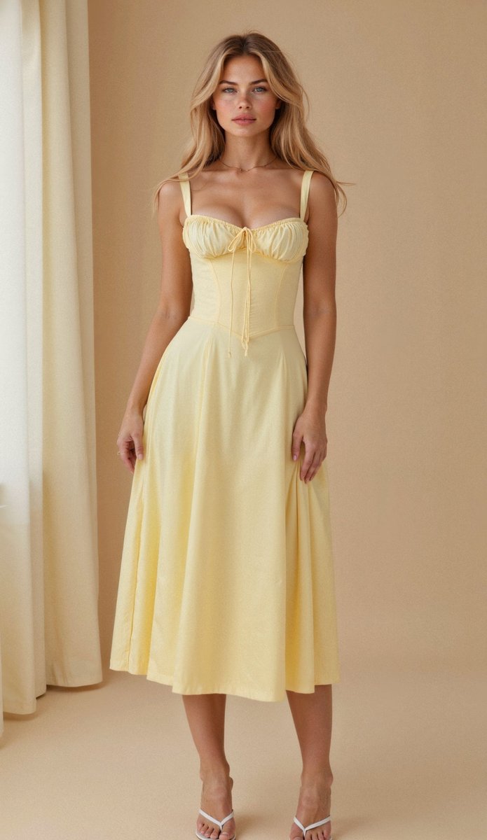 Women's Floral Corset-Bodice Satin Fall Midi Dress Side Slit