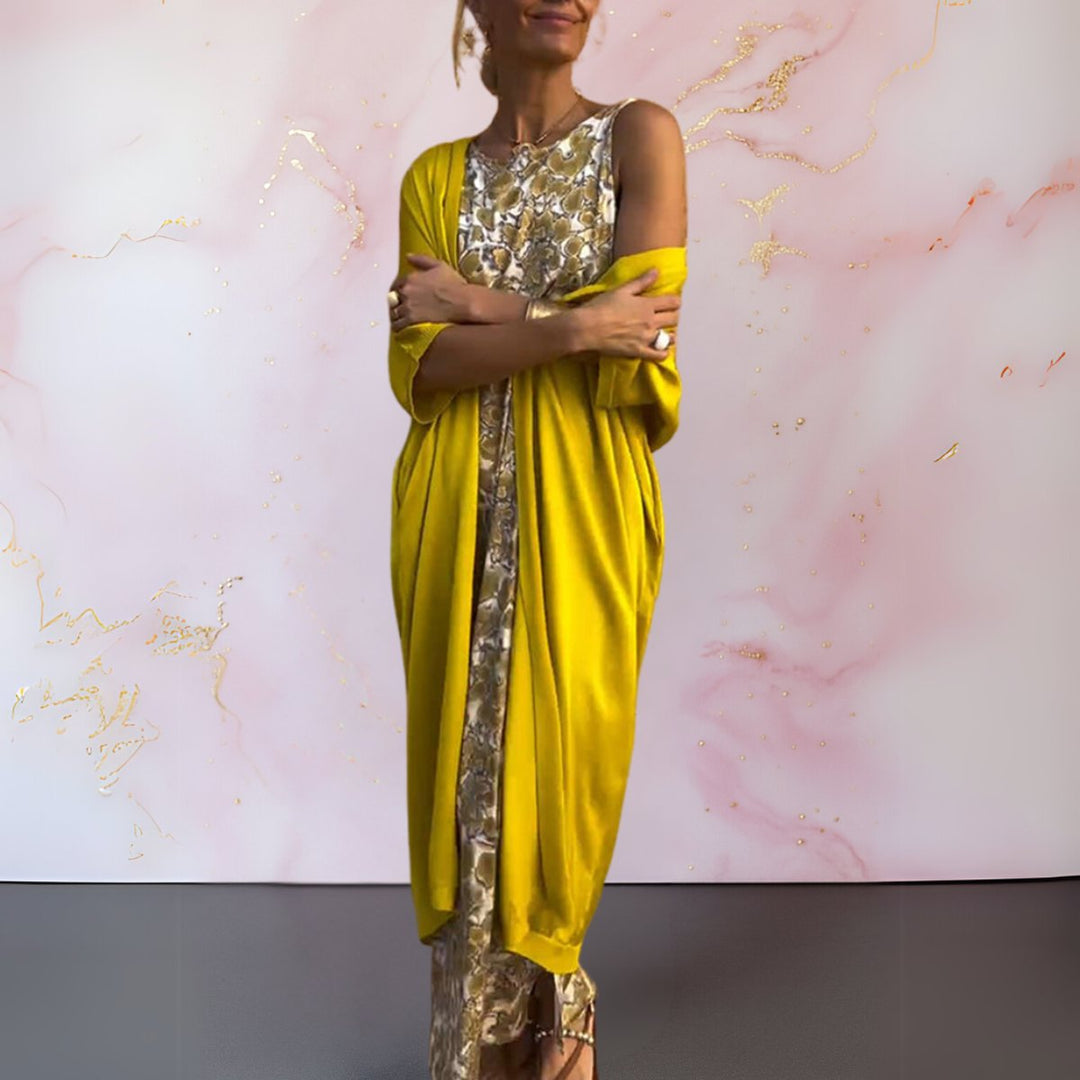 Women's Floral Draped Open-Front Cardigan Kurta Set