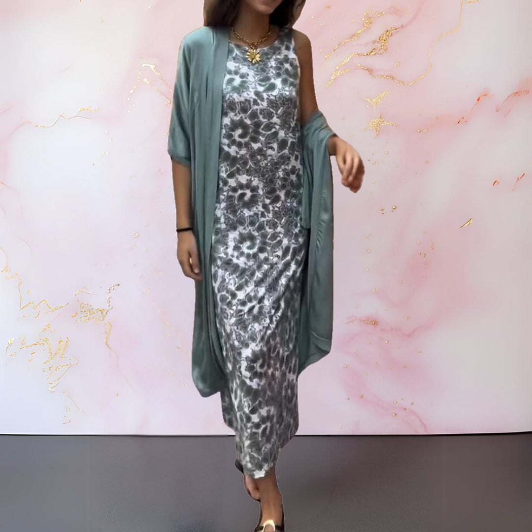 Women's Floral Draped Open-Front Cardigan Kurta Set