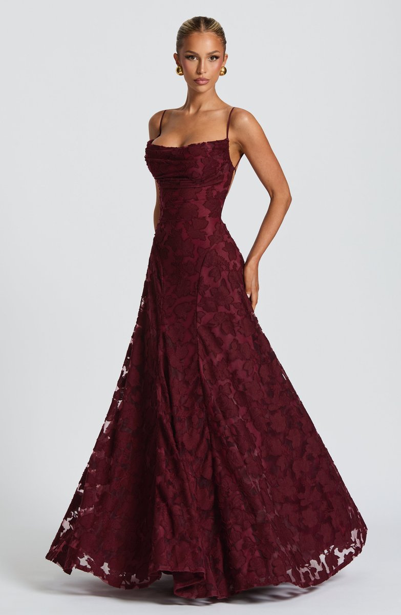 Women's Floral Lace A-Line Spaghetti Strap Formal Dress