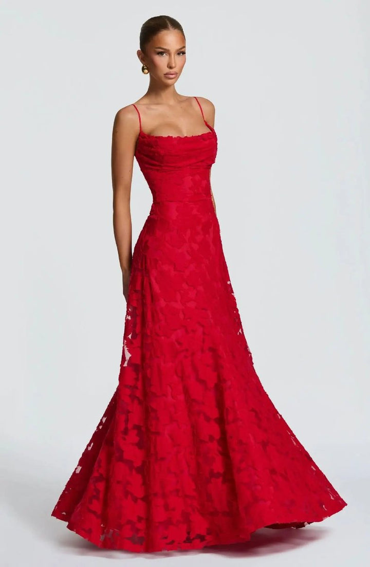 Women's Floral Lace A-Line Spaghetti Strap Formal Dress