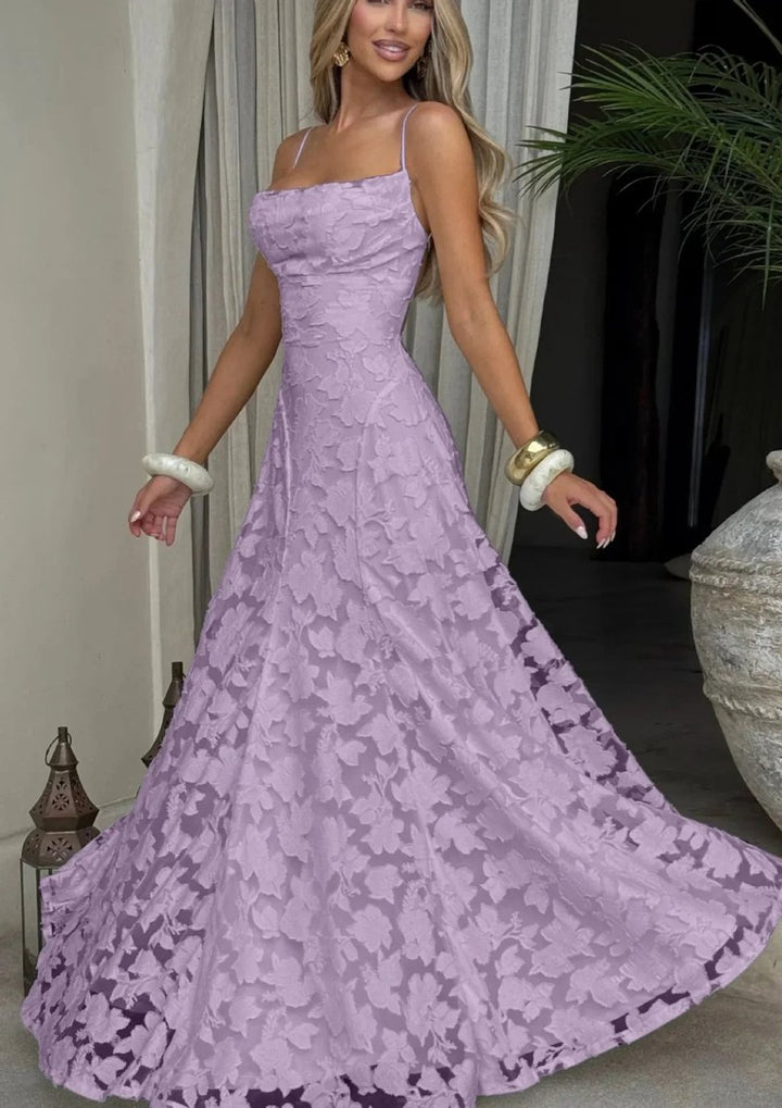 Women's Floral Lace A-Line Spaghetti Strap Formal Dress