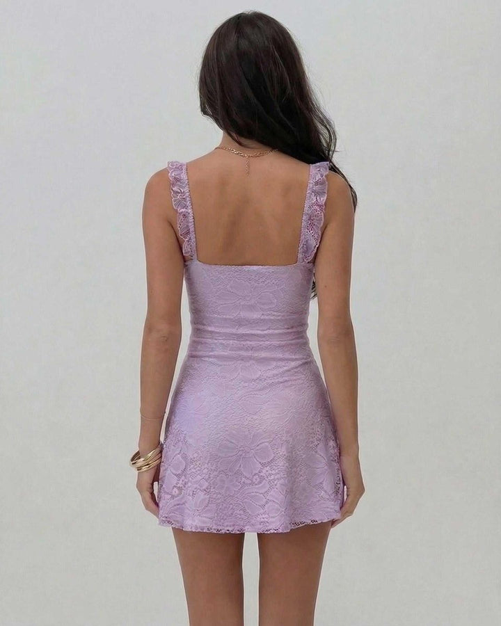 Women's Floral Lace Bodycon Fall Wedding Guest Dress Mini