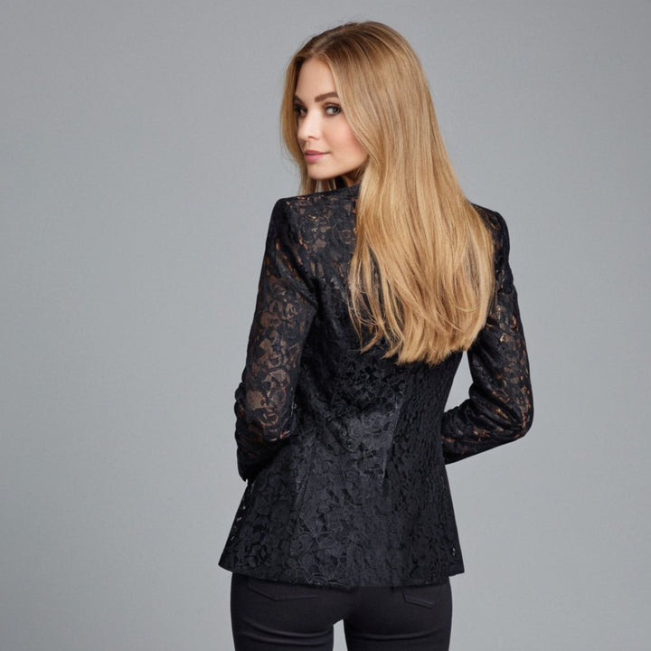 Women's Floral Lace Satin-Lapel Single-Button Blazer
