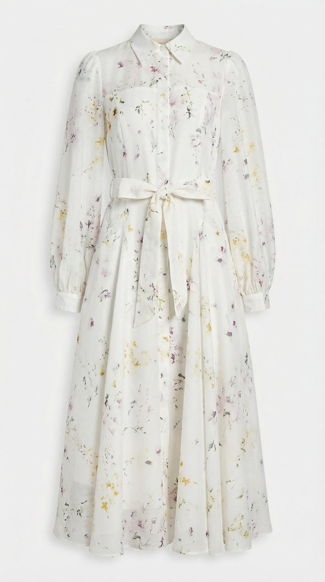 Women's Floral Midi Fall Wedding Guest Dress Belted Long Sleeve