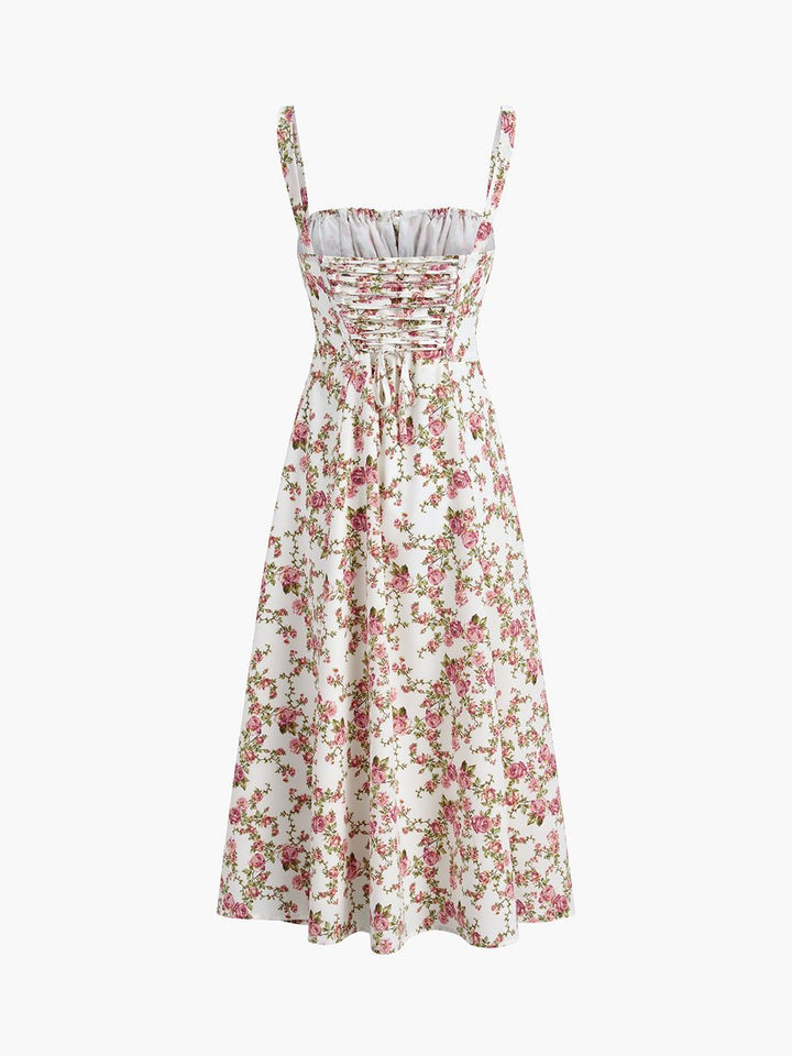 Women's Floral Midi Fall Wedding Guest Dress Sleeveless Slit