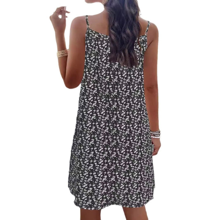 Women's Floral-Print Spaghetti-Strap Loose-Fit Fall Midi Dress