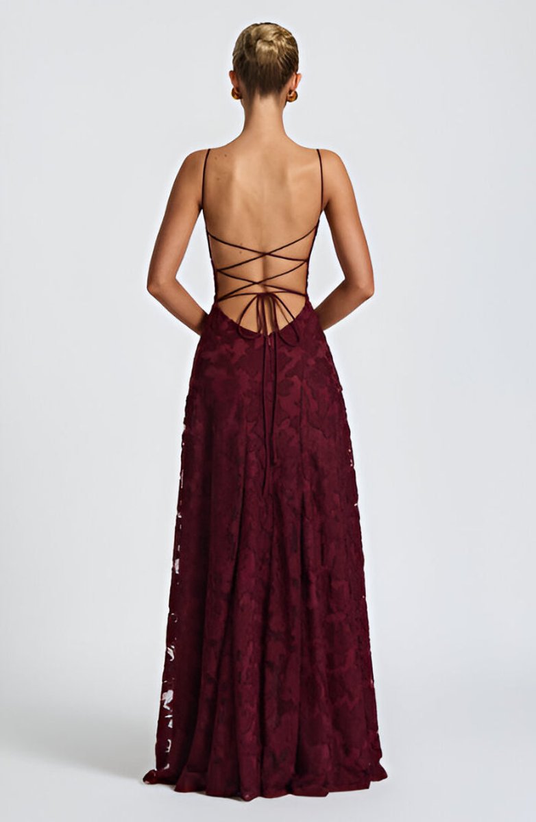 Women's Floral Textured Corset Maxi Formal Dress Spaghetti Strap A-Line Gown