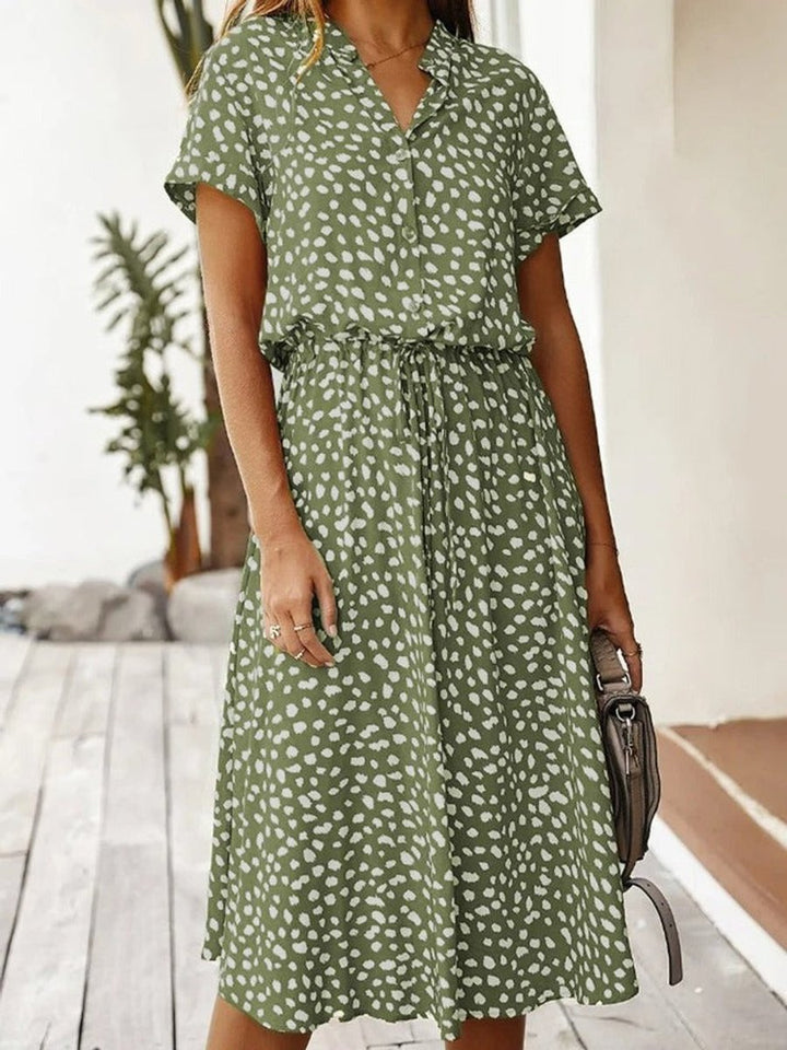 Women's Flowy Short-Sleeve Viscose Fall Midi Dress