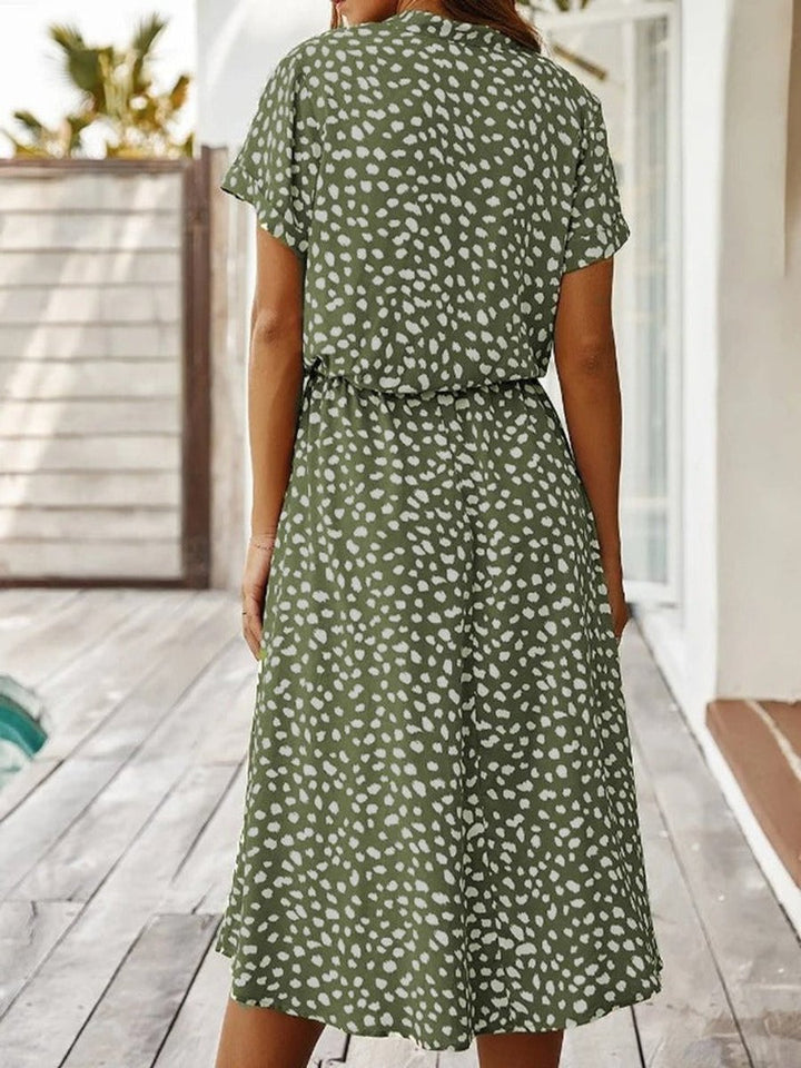 Women's Flowy Short-Sleeve Viscose Fall Midi Dress