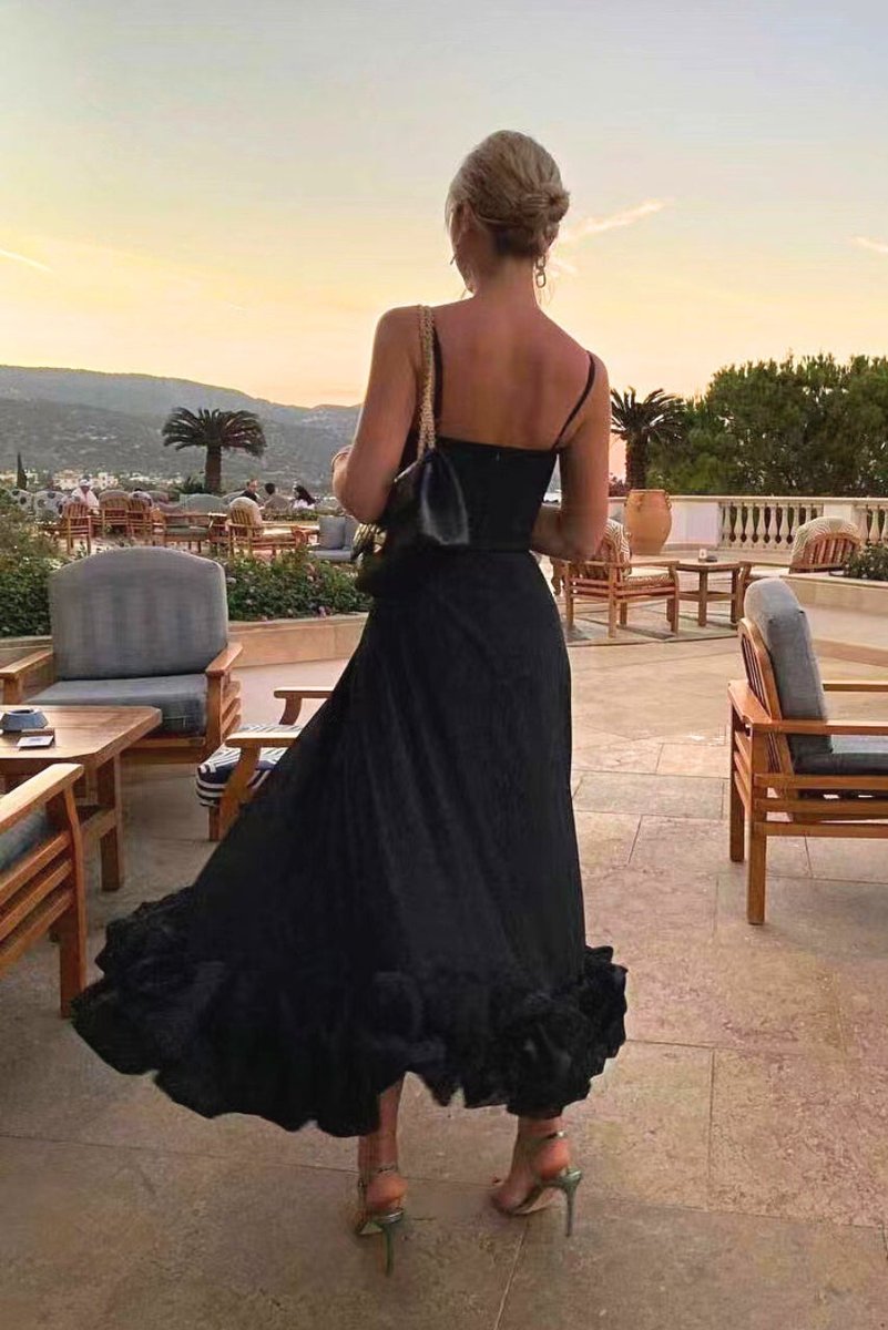 Women's Flowy Spaghetti-Strap Midi Formal Dress