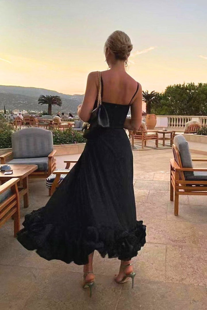 Women's Flowy Spaghetti-Strap Midi Formal Dress