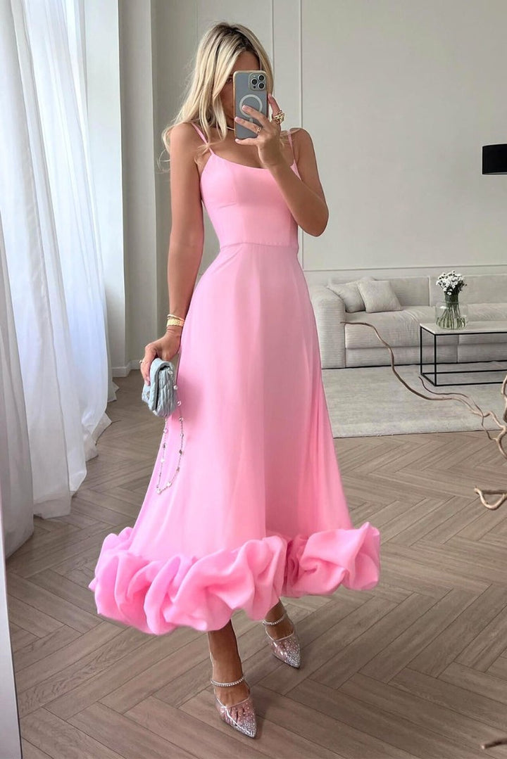 Women's Flowy Spaghetti-Strap Midi Formal Dress