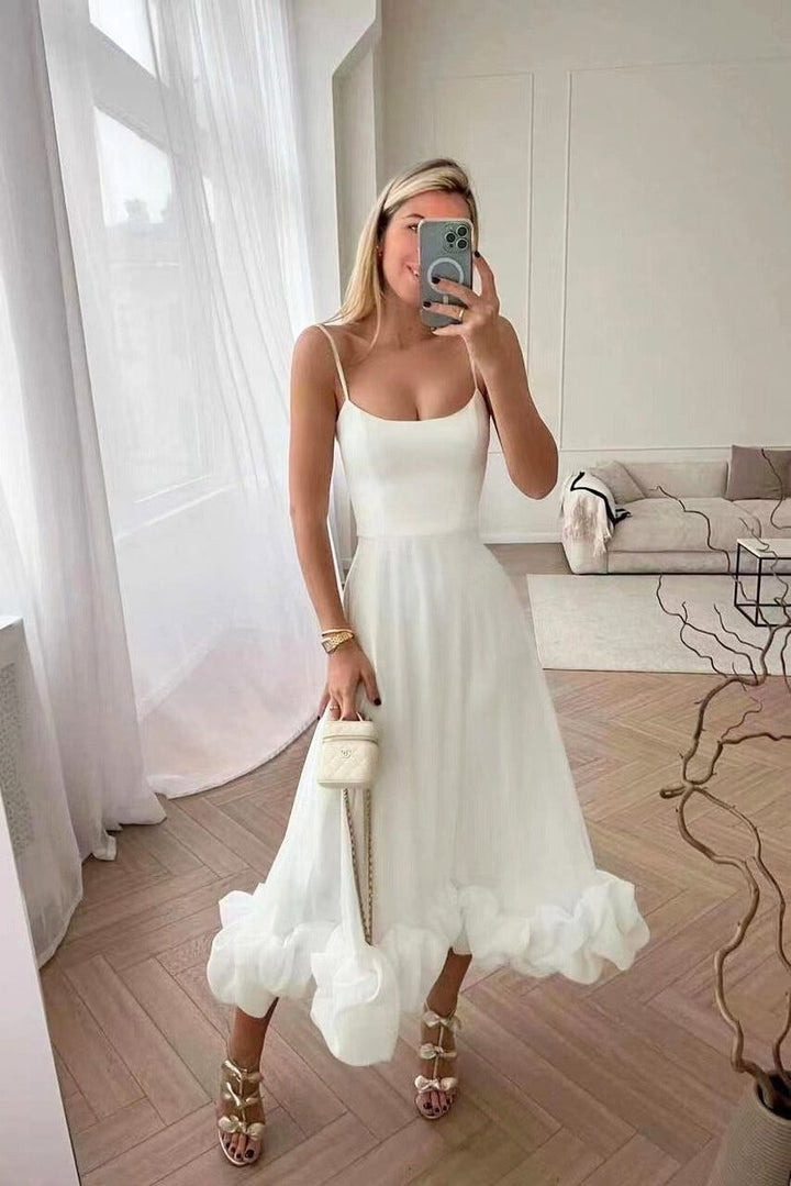 Women's Flowy Spaghetti-Strap Midi Formal Dress