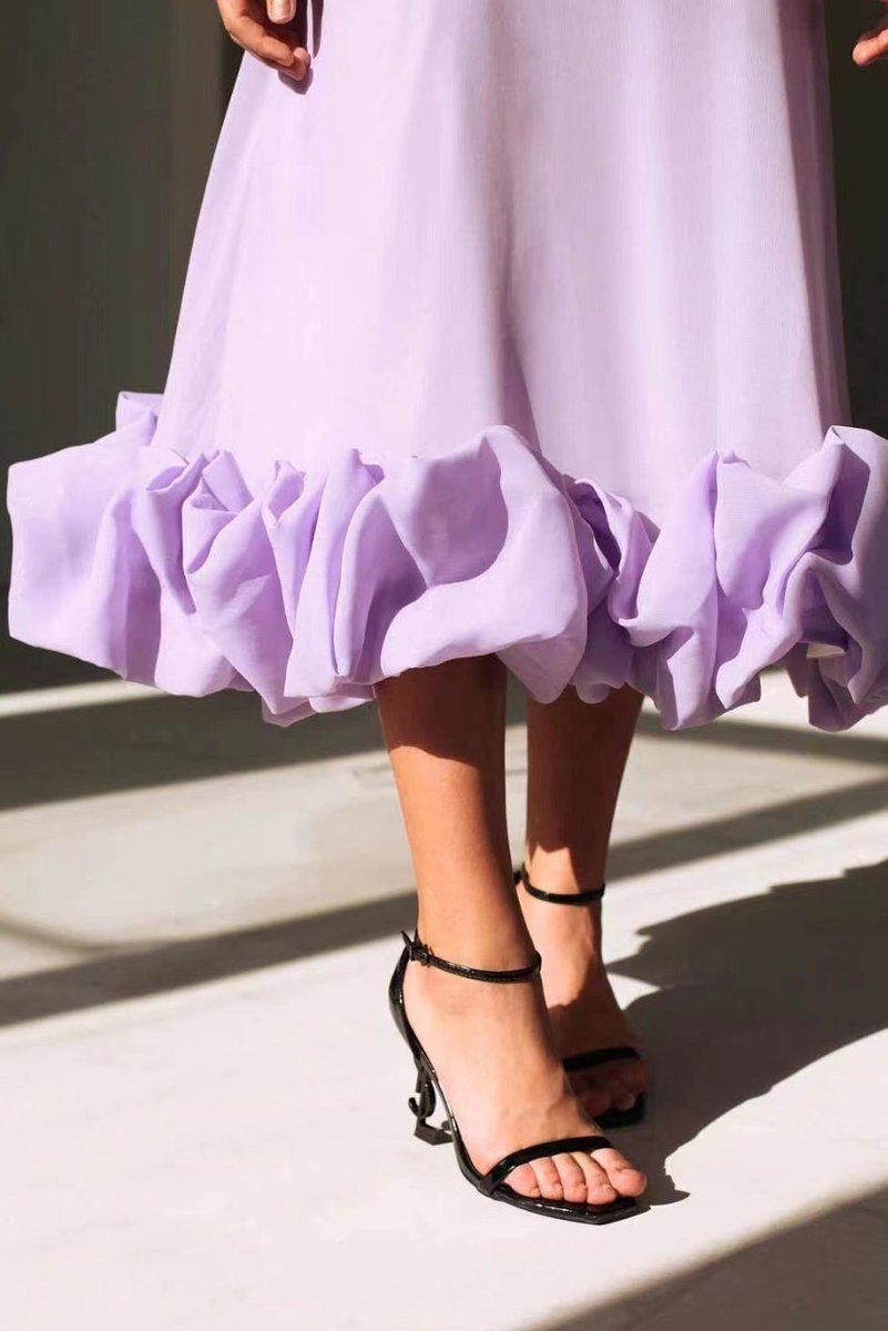 Women's Flowy Spaghetti-Strap Midi Formal Dress