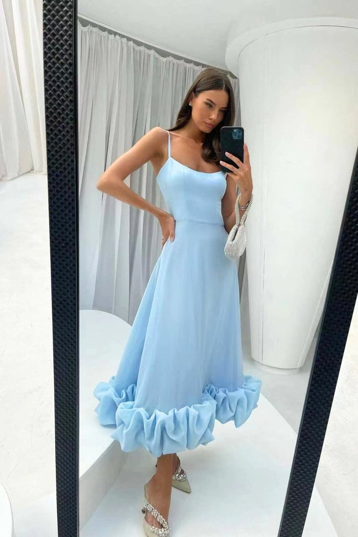 Women's Flowy Spaghetti-Strap Midi Formal Dress