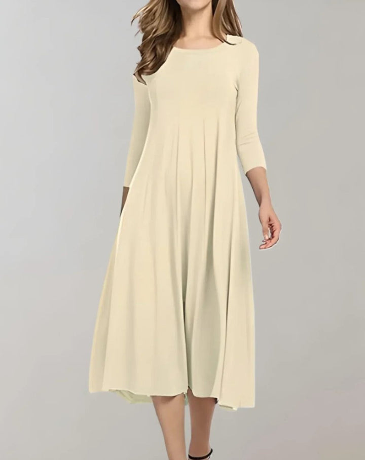 Women's Flowy Three-Quarter Sleeve Fall Midi Dress