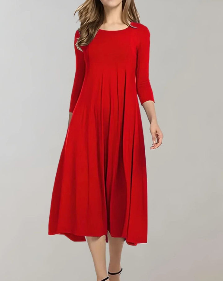 Women's Flowy Three-Quarter Sleeve Fall Midi Dress