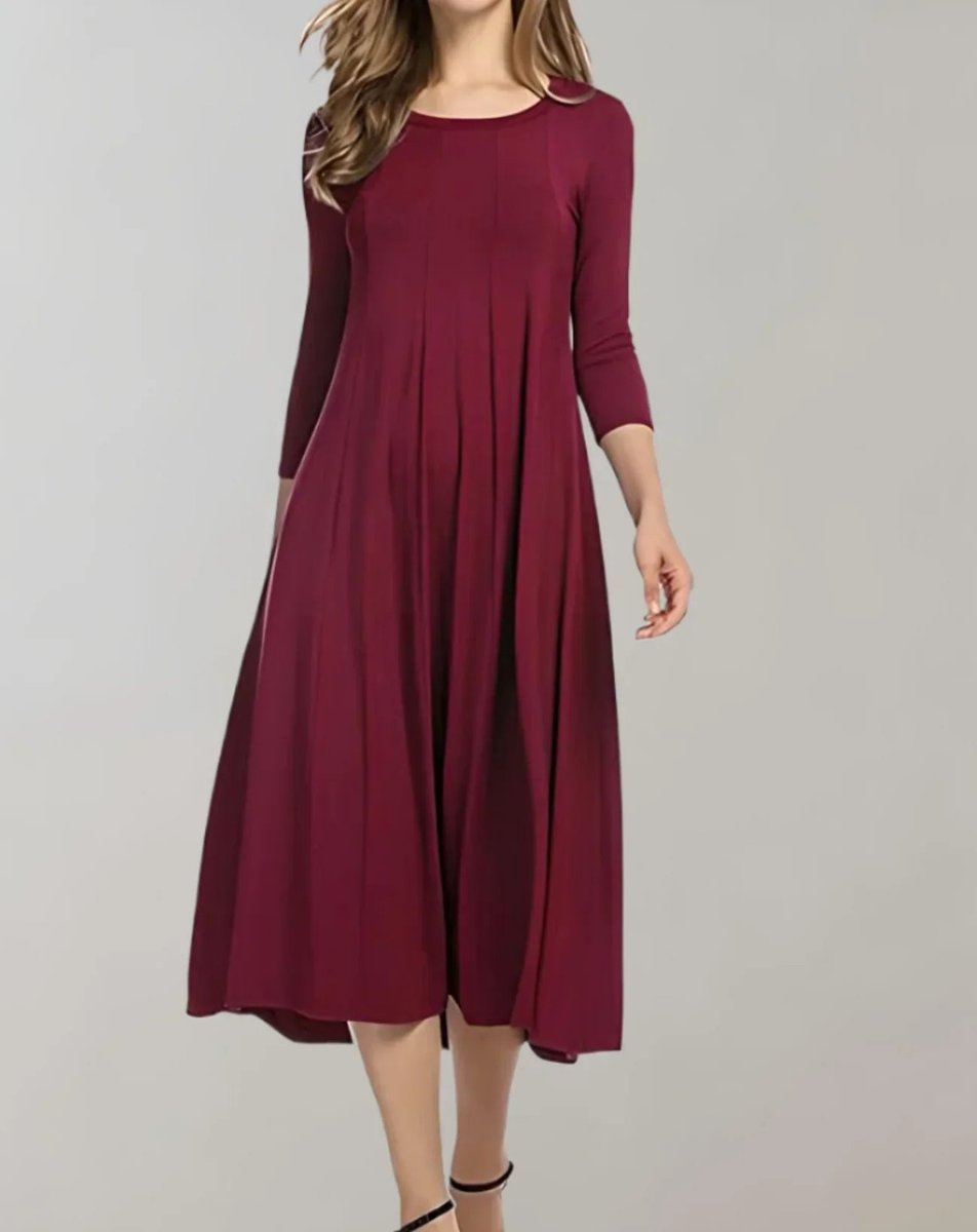 Women's Flowy Three-Quarter Sleeve Fall Midi Dress