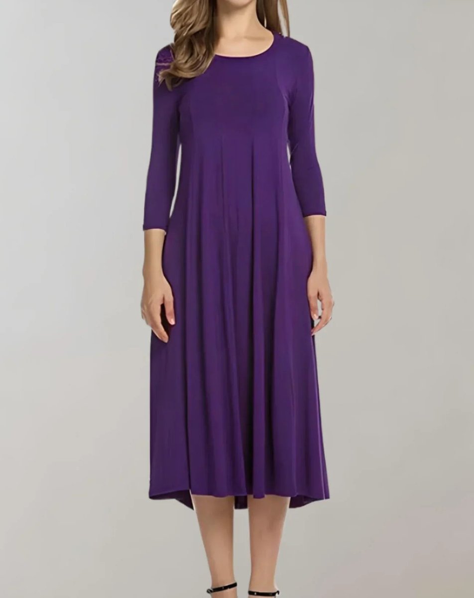 Women's Flowy Three-Quarter Sleeve Fall Midi Dress
