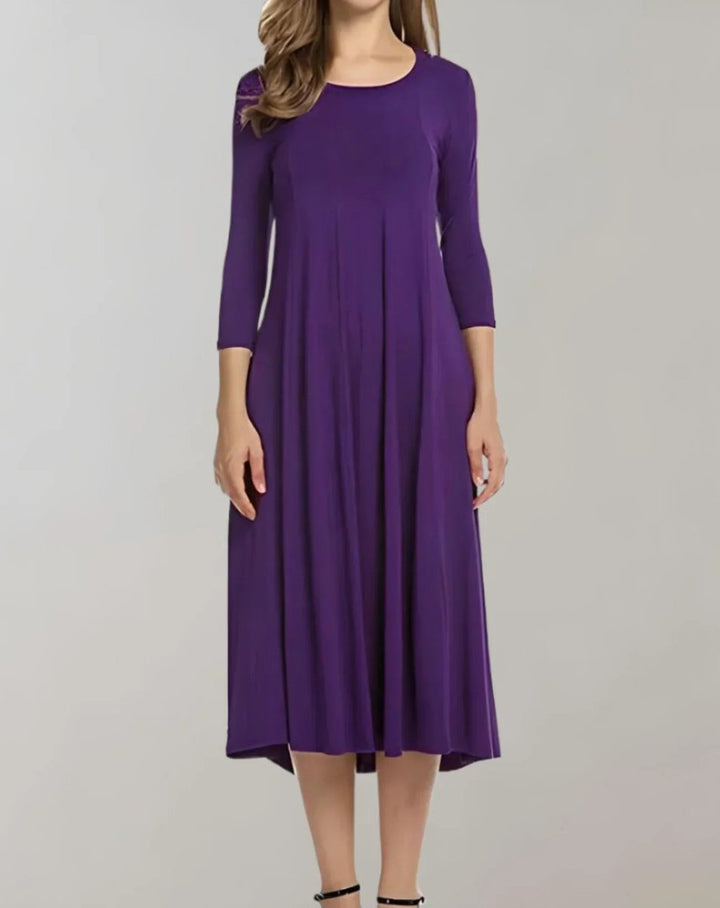 Women's Flowy Three-Quarter Sleeve Fall Midi Dress