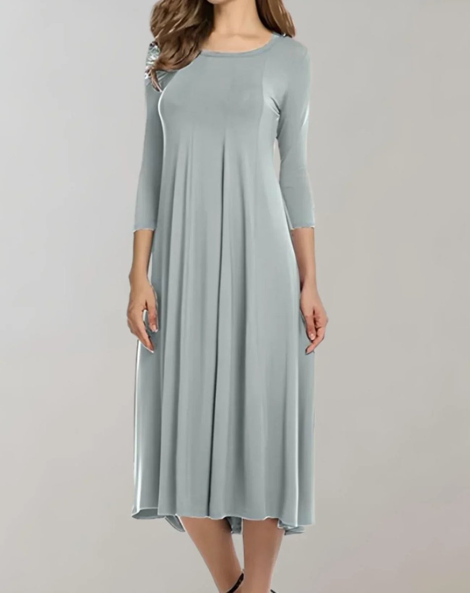 Women's Flowy Three-Quarter Sleeve Fall Midi Dress