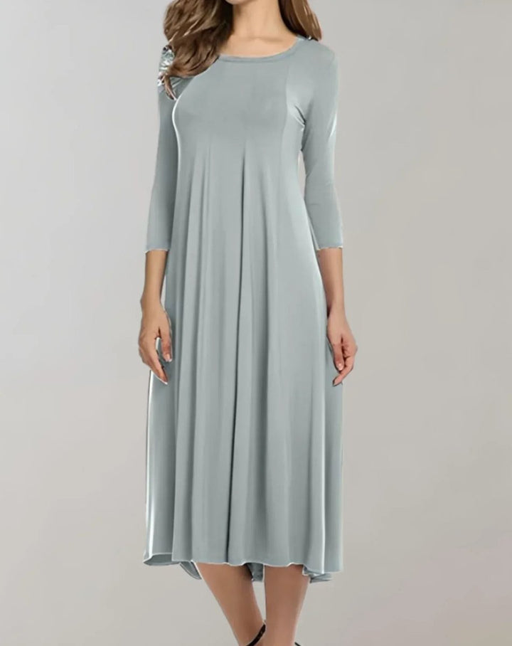 Women's Flowy Three-Quarter Sleeve Fall Midi Dress