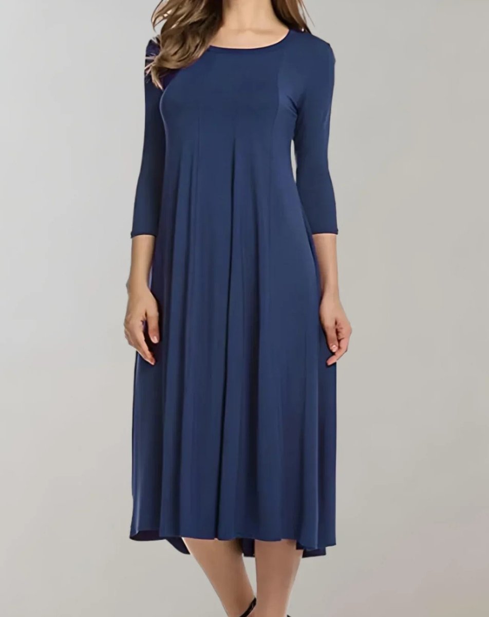 Women's Flowy Three-Quarter Sleeve Fall Midi Dress
