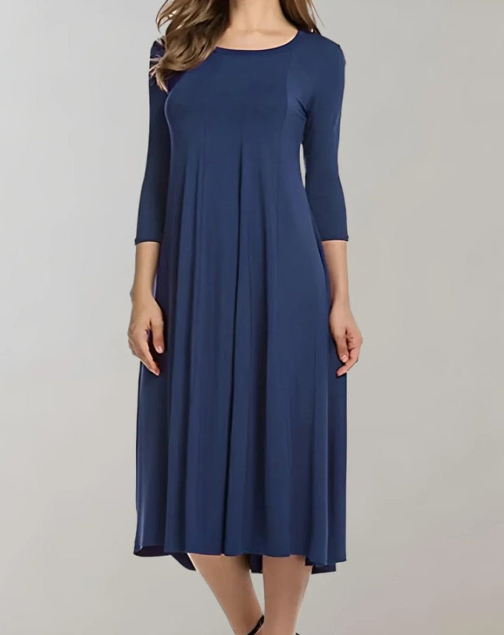 Women's Flowy Three-Quarter Sleeve Fall Midi Dress