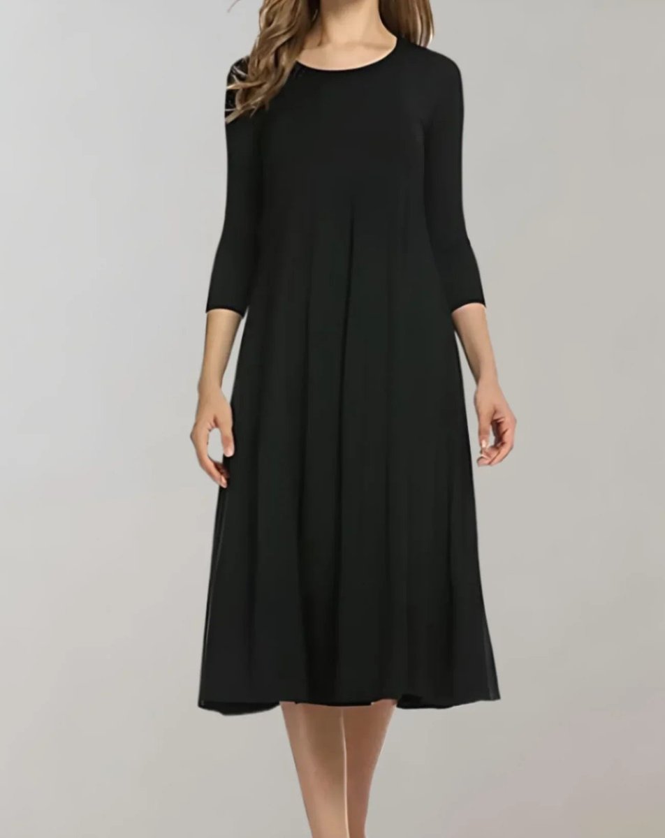 Women's Flowy Three-Quarter Sleeve Fall Midi Dress
