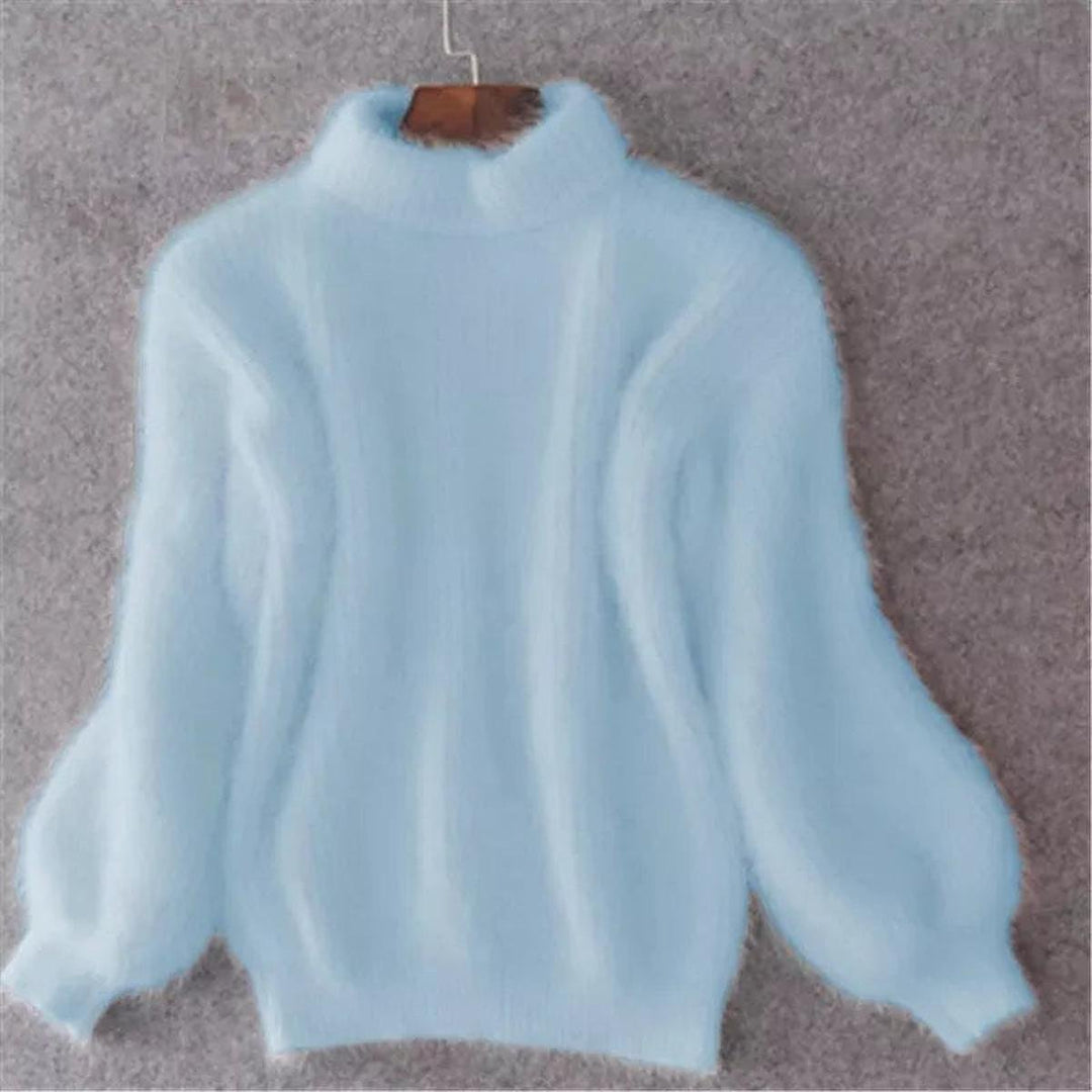 Women's Fluffy Turtleneck Oversized Knit Pullover Sweater