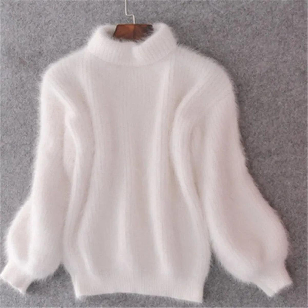 Women's Fluffy Turtleneck Oversized Knit Pullover Sweater