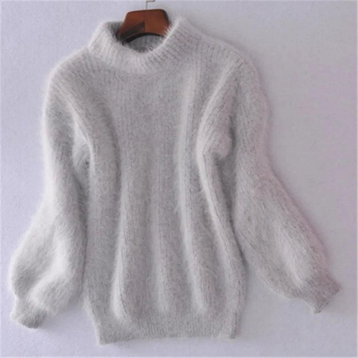 Women's Fluffy Turtleneck Oversized Knit Pullover Sweater