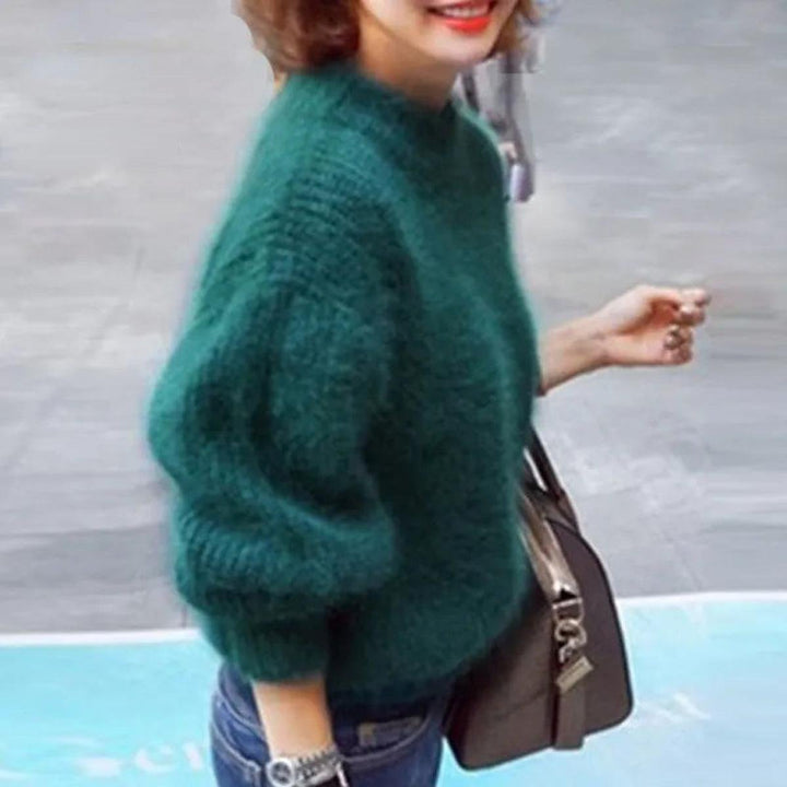 Women's Fluffy Turtleneck Oversized Knit Pullover Sweater
