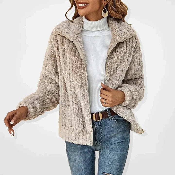 Women's Fluffy Zip-Up Oversized Plush Cardigan Jacket