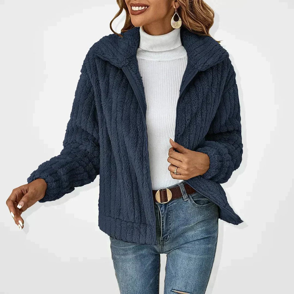 Women's Fluffy Zip-Up Oversized Plush Cardigan Jacket