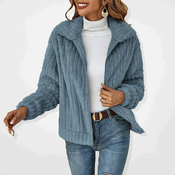 Women's Fluffy Zip-Up Oversized Plush Cardigan Jacket