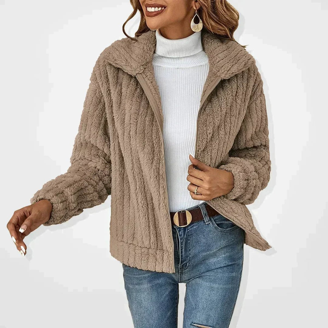 Women's Fluffy Zip-Up Oversized Plush Cardigan Jacket