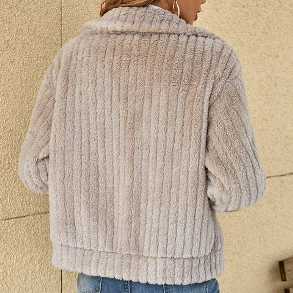 Women's Fluffy Zip-Up Oversized Plush Cardigan Jacket