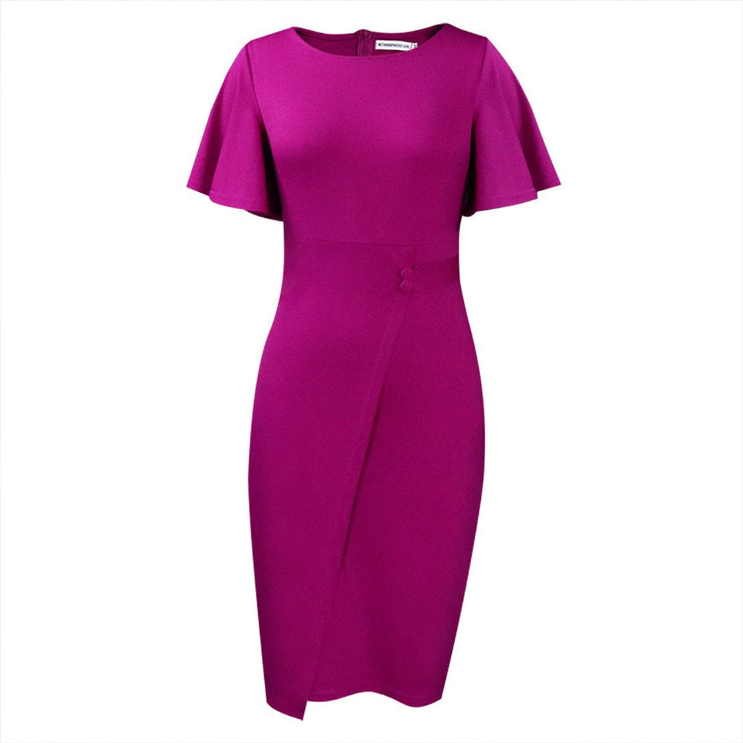 Women's Flutter-Sleeve Bodycon Fall Midi Dress Wrap-Style