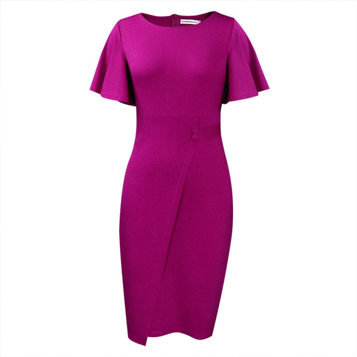 Women's Flutter-Sleeve Bodycon Fall Midi Dress Wrap-Style