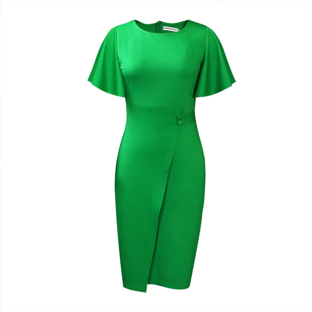 Women's Flutter-Sleeve Bodycon Fall Midi Dress Wrap-Style