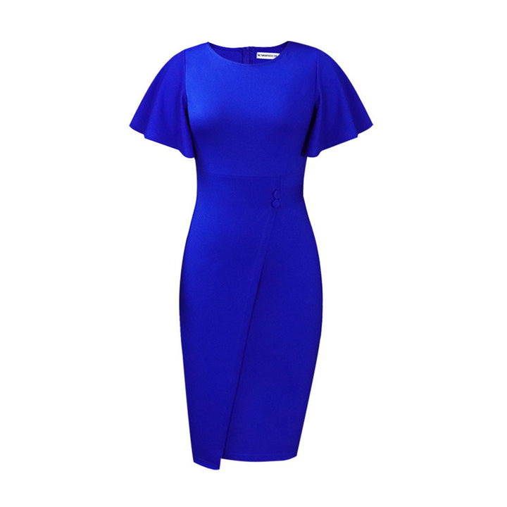 Women's Flutter-Sleeve Bodycon Fall Midi Dress Wrap-Style
