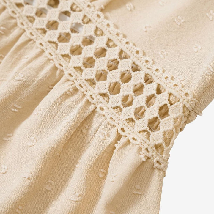 Women's Flutter Sleeve V-Neck Crochet Trim Fall Wedding Guest Dress